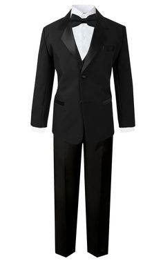 PRICES MAY VARY. Single breasted jacket with satin lapel, no tail tuxedo (100% polyester). This classic fit tuxedo is a more relax fit than our Modern Fit Tuxedo ( B017SKYAP0 , B017SKY2VC ) Fully lined vest. Adjustable around the neck Bowtie. Baby size dress pants have elastic top. For size 2T to 4T, pants have flat front and elastic back. For size 5 and up, pants have zipper fly front with button closure and elastic back. Long sleeve dress shirt (65% Polyester 35% cotton ) For best fitting, ple Tailored Tuxedo For Holiday Formal Events, Fitted Tuxedo For Semi-formal Holiday Occasions, Semi-formal Fitted Tuxedo For Holidays, Holiday Semi-formal Fitted Tuxedo, Fitted Tuxedo For Holiday Formal Occasions, Holiday Formal Fitted Tuxedo, Formal Holiday Fitted Tuxedo, Classic Tuxedo, Elastic Top