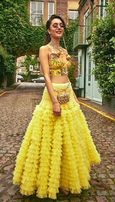 Papa Don't Preach, Haldi Outfits, Haldi Outfit, Mehendi Outfits, Lehnga Dress, Lime Yellow, Salwar Designs, Saree Design, Indian Bridal Fashion