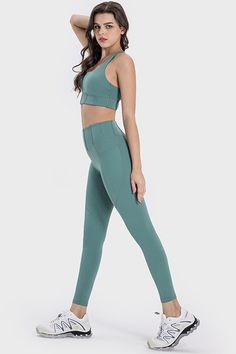 Maximize your workouts with our Pocketed High Waist Active Leggings. Made with high quality fabric, these leggings provide a comfortable and supportive fit. The high waist design offers a flattering silhouette while the pockets provide convenience. Perfect for any active lifestyle. Features: Basic style Stretch: Moderate stretch Material composition: 80% nylon, 20% spandex Care instructions: Machine wash cold. Tumble dry low. Imported Size Bottom Length Waist HIP 4 33.1 22.4 28 6 33.9 24 29.5 8 Crop Top Bra, Maxi Dress Cocktail, Active Leggings, Swimwear Cover Ups, Maxi Dresses Casual, Short Leggings, Swimwear Cover, Dress With Cardigan, Skirted Swimwear