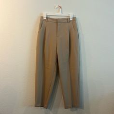 New Without Tags! Never Worn Open To Offers! Brown Ankle-length Dress Pants For Spring, Beige Office Bottoms With Pockets, Summer Beige Tapered Leg Dress Pants, Summer Business Casual Khaki Pants, Casual High Waist Beige Dress Pants, Trendy Beige Tapered Leg Bottoms, Neutral Ankle-length Pants With Pockets, Beige Dress Pants With Pockets For Work, Trendy Tapered Leg Beige Bottoms