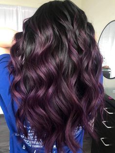 Wedding Hair Colors, Dark Purple Hair, World Hair, Hair Color Options, Hair Streaks, Beautiful Curly Hair, Curly Hair Styles Easy