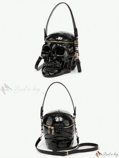 Bird in Bag - Stylish Punk & Gothic Inspired Handbag with 3D Skull Design, Ideal for Street Rock Enthusiasts and Motorcycle Lovers, Suitable for Women and Men. Halloween-themed Antique Copper/Black/Gun Skull Patterned Pu Leather Bag, Featuring Ample Space to Safely Store Your Smartphone Black Skull-shaped Bag With Skull Print, Gothic Party Bag With Zipper Closure, Black Skull-shaped Bag For Halloween, Black Skull Bag For Halloween, Gothic Black Shoulder Bag With Skull Print, Black Zipper Closure Shoulder Bag For Halloween, Edgy Halloween Party Bags, Black Skull Print Bag For Halloween, Gothic Skull-shaped Bag With Skull Print