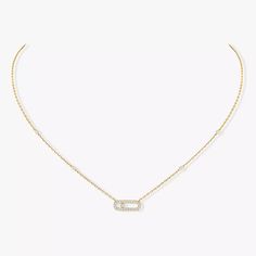 Yellow Gold Diamond Necklace Move Uno | Messika 04708-YG Pave Necklace, The Spell, Diamond Jewel, Gold Diamond Necklace, High Jewelry, Signature Design, Brilliant Cut Diamond, Pave Diamonds, Luxury Jewelry