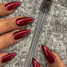 Chrome Red Nails Almond, Red Wine Chrome Nails, Dark Cherry Chrome Nails, Chrome Red Nails Short, Wine Red Chrome Nails, Chrome Wine Nails, Red Chrome Nails Square, Chrome Red Nails Designs, Short Wine Red Nails