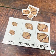 small, medium and large objects are shown in this printable activity for kids to practice their math skills