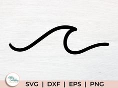 the silhouette of a wave is shown on a white background with black lettering and a pink border