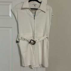 Perfect For The Rodeo Or Any Country Concert! Never Worn With Tags! Cotton High Waist Jumpsuits And Rompers For Day Out, High Waist Cotton Jumpsuits And Rompers For Day Out, Cotton High-waist Jumpsuits And Rompers For Day Out, Cotton High Waist Jumpsuits For Day Out, Cotton High-waist Jumpsuits For Day Out, White Jumpsuits And Rompers With Pockets For Day Out, Trendy White High Waist Jumpsuits And Rompers, White Overalls For Day Out, Chic White Cotton Jumpsuits And Rompers