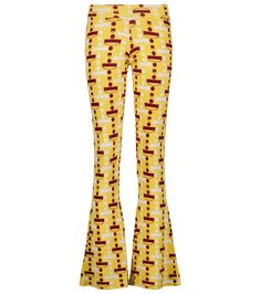 Dodo Bar Or's affinity for vintage-inspired designs shines through with these flared pants. They're made from a yellow and brown geometric jacquard knit and have a flattering high waist. Yellow Clothes, Flared Pants, Jacquard Knit, Vintage Inspired Design, Slim Waist, Yellow And Brown, Slim Legs, Flare Pants, Designing Women