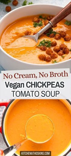 no cream, no broth vegan chickpeas tomato soup