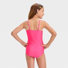 Your child will be ready to enjoy their beach or pool time by wearing the "Free Spirit" Solid One-Piece Swimsuit from art class™. This one-piece swimsuit features cinches at the center and just above the triangle cutout at the front. Made with a soft and stretchy fabric, this swimsuit offers comfort all through their activities, and provides customized coverage with the removable cups. art class™: One-of-a-kind looks for the one and only you. Pink One-piece Swimwear For Pool, Pink Stretch One-piece For Sunbathing, Pink One-piece Leotard For Beachwear, Pink Nylon One-piece Swimwear, Kids Swimsuits Bikinis Size 7/8, Pink M, Pool Time, Swimwear Girls, Swimsuit Shops