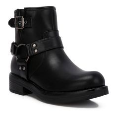 Show off your chic style in these London Rag Allux Women's Faux Leather Pin Buckle Boots. Show off your chic style in these London Rag Allux Women's Faux Leather Pin Buckle Boots. FEATURES Mid-calf height Buckle detailDETAILS Faux leather lining, upper, and midsole Round toe Zipper closure Polyurethane footbed TPR slip-resistant outsole Heel height: 2.8 in. Platform height: 1.5 in. Boot shaft height: 6.85 in. Boot shaft circumference: 5.5 in. Spot clean Imported Size: 10. Color: Black. Gender: female. Age Group: adult. Buckle Boots, Boot Shoes Women, Mid Calf, Gender Female, Chic Style, Heel Height, Age Group, Shoe Boots, Faux Leather