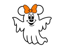 a cartoon ghost with an orange bow on its head