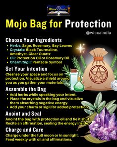 a poster with the words mojo bag for protection