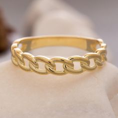 ★14K Solid Gold Chain Ring, 925 Sterling Silver Oval Chain Ring, Curb Chain Ring, Daily Chain Ring, Mother's Day Gift, Valentine's Day Gift★ ★ IMPORTANT SHIPPING & PRODUCTION DETAILS!! ★ RINGS: All rings are made to order at the selected size requested during checkout. I do not use a formula to determine ring sizing for wide bands (Unless noted within the listing) so if you select a size 6 and purchase 8-10 rings each ring will rest at the US ring size 6. All rings made at US ring sizes though y Classic Chain Ring With Curb Chain As Gift, Curb Chain Ring As A Gift, Classic Chain Ring With Oval Link For Gift, Classic Rings With Adjustable Chain, Gold Chain Ring, Shiny Rings, Solid Gold Chains, Wide Bands, Chain Ring