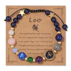 PRICES MAY VARY. 【Zodiac Bracelet】The features of the 12 zodiac signs are different from each other, and so are the characters of the people with different zodiac signs. So,Each constellation has its own unique birthstones 【Leo】The Leo birthstones - lapis lazuli,labradorite,Blue sand,Amethyst,Green jade,Blue Imperial Jasper,Opal,Rose crystal,White jade.the Nine crystal stones uniquely represent a zodiac sign, which each has its own healing effect and protection for the wearer, Also, Wearing this Zodiac Bracelet Ideas, Adjustable Healing Jewelry Gift, Adjustable Healing Jewelry As A Gift, Birthday Bracelets With Round Beads, Round Beads Bracelets For Birthday Gift, Round Beaded Bracelet For Birthday Gift, Birthday Gift Round Bead Bracelets, Zodiac Sign Round Beads Jewelry As Gift, Spiritual 8mm Beads Jewelry For Birthday Gift