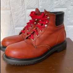 Vintage Men's 1980s Redwings Steel Toe Work Boots Chore Boot Leather. Size 7 1/2 B. Union Made. Oxblood Color. Super Sole Bottom. Souls Are In Great Condition. Fits Very Good Condition, With Just Normal Scratches And Aging. Shbx Bin Room Fb/Pm Oxblood Color, Steel Toe Work Boots, Union Made, Red Wings, Rain And Snow Boots, Work Boots, Snow Boots, Vintage Men, Leather Boots