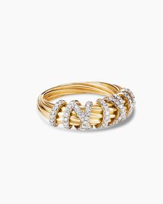 David Yurman Helena Ring, Good Wedding Band, Stacked Rings, David Yurman Ring, Designer Rings, Cable Bracelets, Stack Ring, Jewelry Accessories Ideas, Rings Gold