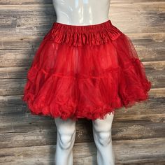 Leg Avenue Layered Tulle Petticoat Red Plus Size 1x-2x Polyester Pull On Closure New In Packaging! Red Summer Tulle Petticoat, Summer Red Tulle Petticoat, Red Ruffled Skirt For Costume Party, Summer Skirt With Attached Cancan In Red, Red Summer Skirt With Attached Cancan, Summer Red Skirt With Attached Cancan, Red Fitted Tulle Petticoat, Red Ruffled Petticoat For Summer, Red Ruffled Summer Petticoat