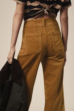 The pant so beloved, it sparked its own collection. Marked by a breezy wide-leg silhouette and form-fitting high-rise, the Colette Pant is tried, trued, and rave-reviewed. | The Colette Cropped Wide-Leg Pants by Maeve: Corduroy Edition in Brown, Women's, Size: 25, Cotton/Elastane/Modal at Anthropologie Fall Corduroy Pants With Hip Pockets, Chic Corduroy Bottoms With Pockets, Wide Leg Corduroy Pants With Patch Pockets, Chic High-waisted Corduroy Pants, Chic Corduroy Straight Pants, Spring Corduroy Wide Leg Pants, Fall Wide Leg Pants With Patch Pockets, Chic Corduroy Wide-leg Pants, Fall High Waist Wide Leg Pants With Patch Pockets