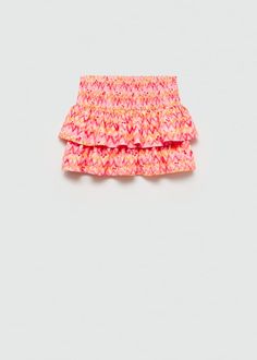 Copenhagen Clothes, Skirt With Ruffles, Short Design, Ruffle Design, Fuchsia Color, Boho Print, Gathered Skirt, Designer Shorts, Back To School Outfits