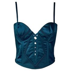 Gianni Versace S/S 1995 Plunged Bustier Corset Bra Silk Black Crop Top IT 42 Versace Crop Top, Versace Aesthetic, Gianni Versace 90s, Versace 90s, Versace Top, Cropped Corset, Dope Clothes, Daisy Jones, Corset Bra