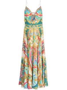 Camilla baroque-pattern Silk Dress - Farfetch Silk Dress Blue, Camilla Dress, Chiffon Long Dress, Baroque Pattern, City Dress, Flared Skirt, Silk Chiffon, Dress Blue, Flare Skirt