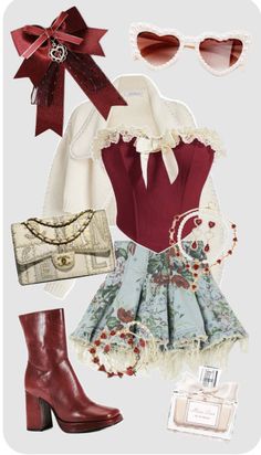 Red Denim, Cottagecore Coquette, Kpop Fashion Outfits, Really Cute Outfits, Fancy Outfits, Stage Outfits, Kpop Outfits, Girly Outfits, Kpop Fashion