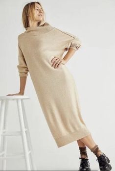 Free People La Boheme Maxi Sweater Dress Off Or On Shoulder Ribbed Hem Tan New With Tags  *  Size: Large retail price:  $128 nylon * viscose * wool * cotton * cashmere 48" around bust 49" long Please note line tag to prevent store return  Check out my other items! Be sure to add me to your favorites list! Return Policy We Proudly Standby a No Hassle Return Policy  We will accept returns within 30 days of purchase  All returns must be returned in it’s original form: All tags, boxes & parts must b Sweater Dress Maxi, Maxi Sweater Dress, Maxi Sweater, Knit Skater Dress, Lace Top Dress, Perfect Sweater, Sweater Maxi Dress, Sequin Rompers, Flowy Maxi Dress