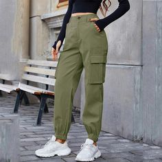 Mqtime Cargo pants for women high-waist loose casual trousers straight leg multi-pocket fashion women street outdoor sports pants Trendy Baggy Solid Color Pants, Trendy Baggy Pants In Solid Color, Non-stretch Wide Leg Cargo Pants In Solid Color, Non-stretch Solid Color Wide Leg Cargo Pants, Trendy Fall Cargo Pants With Pockets, Streetwear Cargo Pants With Cargo Pockets, High Waist Solid Color Bottoms For Streetwear, Trendy Streetwear Bottoms In Solid Color, Trendy Streetwear Bottoms Solid Color