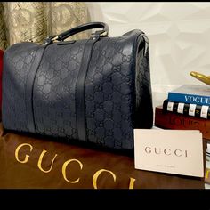 Blue Gucci Handbag Excelente Conditions Used Gucci Blue Tote Bag, Red Leather Bag, Gucci Handbag, Gucci Tote Bag, Denim Handbags, Monogram Tote Bags, Gucci Monogram, Gucci Tote, Gucci Bamboo