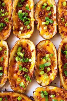 baked potato skins topped with chili and green onions