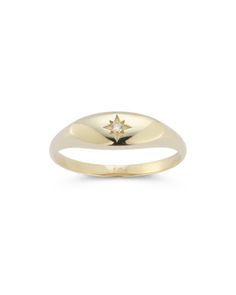 Moon & Meadow 14K Yellow Gold Diamond Star Signet Ring Classic Yellow Gold Star-shaped Diamond Ring, Celestial Yellow Gold Signet Ring For Formal Occasions, Celestial Style Diamond Signet Ring In Yellow Gold, Celestial 14k Gold Signet Ring For Anniversary, Celestial 14k Yellow Gold Signet Ring, Celestial Yellow Gold Signet Ring For Anniversary, Celestial Diamond Rings Stamped 14k, Celestial Engraved Yellow Gold Anniversary Ring, Celestial 14k Gold Rings For Formal Occasions