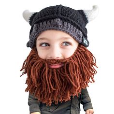 PRICES MAY VARY. Detachable and adjustable beard for perfect placement Hand knit helmet and beard Cold weather protection Recommended ages 1 to 6 years old Comes in a variety of different beard colors Authentic Beard Head hats kids love! Fits ages 1 to 6 years old best.  Beard Head Beard Knit Hats may be funny hats, but they also put the FUN in FUNctional! 
 They will keep you warm and protect your child’s face even in the harshest weather. A Beard Head knit beanie with beard facemask is a perfe Knitted Beard, Baby Beard, Beard Beanie, Braided Beard, Fake Beards, Brown Beard, Viking Horn, Beard Hat, Viking Hat