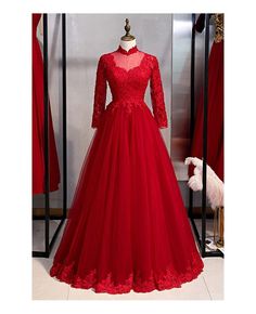 Shop stunning lace trim long formal dress with lace long sleeves online. All instock with free shipping. Pro since 2009. Red Prom Long Sleeve Dress, Red Prom Dress Plus Size Long Sleeve, Luxury Long Sleeve Red Embroidered Dress, Luxury Long Sleeve Gown With Lace Trim, Cheap Traditional Long Sleeve Dresses, Red Wedding Dress With Long Sleeves, Luxury Red Long Sleeve Evening Dress, Cheap Traditional Long-sleeved Dresses, Red Prom Dresses Long Modest