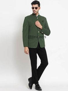 Green Nehru Jacket With Zari Work For Reception, Bandhgala With Dabka For Diwali Reception, Dabka Bandhgala For Diwali Reception, Formal Green Nehru Jacket For Eid, Traditional Green Nehru Jacket For Reception, Green Nehru Jacket For Eid And Formal Occasions, Festive Green Nehru Jacket For Reception, Festival Nehru Jacket With Cutdana For Party, Traditional Green Unstitched Suit For Formal Occasions