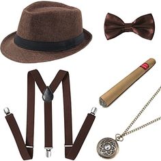 Season:All Seasons; Gender:Men's; What's in the box:Cravat,Hat,Tie; Types:Outfits,Accessories Set; Holiday:Halloween; Style:Vintage Inspired,1930s; Occasion:Party,Festival; Material:Terylene; Age Group:Adults'; Net Weight:0.25; Listing Date:04/06/2023 Mens Gatsby Costume, 1920s Mens Costume, Gangster Costumes, Mens Fedora Hat, 1920s Mens Fashion, 1920s Men, Gatsby Costume, Mens Fedora, Wide Brim Fedora