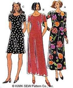 three women's dresses and one woman's dress with flowers on the front