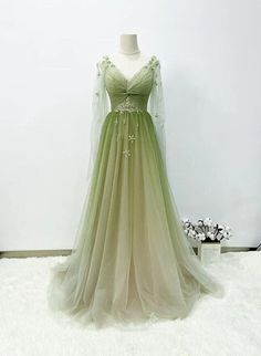 Any things please feel free to contact us: sales@cutedressy.com ******* Product Details******* Product Number:#SP9F Fabric: Tulle Color: Green Neckline: V-neckline Back Style: Lace-up Hemline: Floor Length Making time: 2-3 weeks, Shipping time: 3-5 working days. Custom size/color, Rush Order is available, and no extra Earth Green Dress, Vintage Green Dresses, Cottage Core Prom Dress, Green Fairy Dress, Senior 25, Green Formal Dress, Fairytale Gown, Green Formal Dresses, Beaded Party Dress