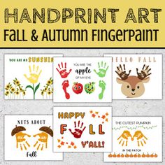 handprint art fall and autumn fingerpaints are great for kids to make