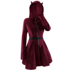 Long Sleeve Velvet Dress, Mid Skirt, Hooded Dress, Cat Ear, Vintage Hoodies, Casual Chic Style, Halloween Dress, Casual Fall, Velvet Dress