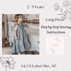 Link to my store: https://lovelybabypatterns.etsy.com Girl Dress Sewing Pattern, Baby Dress Easy Instant Download, Kids PDF Sewing Pattern, From 2 To 9 Years. This pattern is a beginner sewing level pattern.   WHAT YOU GET: SEWING INSTRUCTIONS! US Letter Size Print. A4 Size Print. A0 File. Fabric Consumation. Sewing Instructions. The pattern is available immediately after completing the checkout on web site. Printing: Print out at 100% scale on your home printer. TERMS OF USE: This item may not Pattern From Existing Clothes, Sewing Kids Clothes Patterns, Girl Dress Sewing Pattern, Easy Kids Sewing Projects, Girls Dress Patterns, Diy Skirts, Sewing To Sell, Sewing Kids Clothes, Girls Dress Sewing Patterns