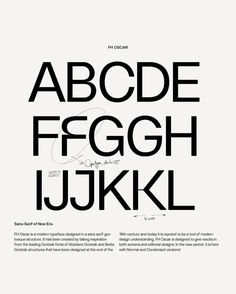 a black and white typeface is shown with the letters in different font styles on it