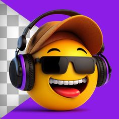 a smiley face wearing headphones and sunglasses