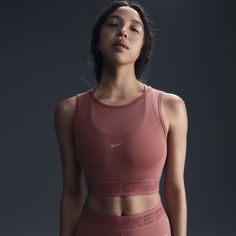 Don't be afraid to turn up the heat on your workout—this sweat-ready tank is made with mesh to help keep things breezy. The snug fit and elastic band at the hem help you feel secure through all your moves. Nike Fitness, Test Shoot, Nike Pro Women, Mesh Tank Top, Nike Workout, Don't Be Afraid, Women Lifestyle, Pink Tank Top, Turn Up