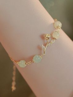 Blanco  Collar  Cristal Artificial   Embellished Princess Aesthetic Accessories, Chain Bead Bracelet, White Jewelry Aesthetic, Cute Aesthetic Bracelets, Shein Bracelet, Cottagecore Bracelet, Aesthetic Bracelet Ideas, Gold Wedding Bracelet, Nice Bracelets