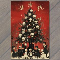 a christmas tree with skulls on it