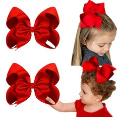 2 Pcs 6 inch Hair Bows for Girls Alligator Clips Grosgrain Ribbon Solid Color Back to School Festival Christmas Hair Accessories for Girls Toddler Kids-Shinning Red Description and features The Size of girls hair bow is about 4.5 inches across with a 1.5 inches metal alligator clip.Just bow for baby girls with the super cute back to school looks when wearing hair bows. Package 2PCS(1 Pair) hair bows clips.Available in a variety of colors for your choice, could be used to dress up any outfit.One Back To School Looks, School Bows, School Festival, Red Description, Disney Hair Bows, Hair Bows For Girls, Disney Hair, Christmas Hair Accessories, Bows For Girls