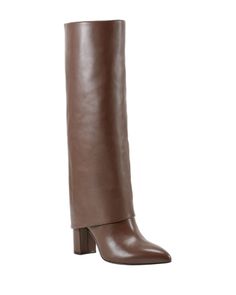 Marc Fisher Ltd. Women's Leina Pointed Toe Foldover Shaft Block Heel Tall Boots Heel Tall Boots, Marc Fisher, Tall Boots, Block Heels, Dark Brown, Leather Upper, In Store, Boots, Heels