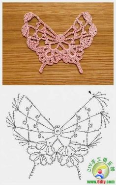 the butterfly is made out of crochet and has two different patterns on it