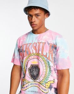 T-shirt by SikSilk Part of a set Shorts sold separately Tie-dye design Crew neck Chest print Oversized fit Sporty Acid Wash T-shirt For Spring, Pink T-shirt For Summer Loungewear, Sporty Relaxed Fit Tie Dye Tops, Oversized Tie Dye T-shirt With Graphic Print, Oversized Tie Dye Tops With Letter Print, Trendy Oversized Tie-dye Tops, Trendy Oversized Tie Dye Tops, Pink Casual Top With All Over Print, Casual Pink Top With All Over Print